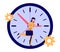 Vector illustration, work time management concept, quick response, people rush to do everything at