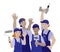 Vector illustration of working team, craftsmen.