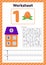 Vector illustration. Worksheet count for kids. Berry. House. Number bonds. Trace line. The study of mathematics for children of