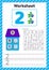 Vector illustration. Worksheet count for kids. Berry. House. Number bonds. Trace line. The study of mathematics for children of