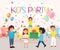 Vector Illustration is Written Kids Party Cartoon.