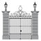 Vector illustration of a wrought iron gate