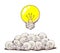 Vector illustration of yellow big lightbulb above pile of small
