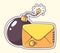 Vector illustration of yellow envelope with bomb