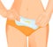 Vector illustration of a yellow vaginal discharge On Sanitary Pad