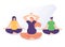 Vector illustration. yoga body health benefits, mind and emotions, pregnant woman in yoga pose meditates.