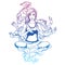 Vector illustration of a yoga girl in a lotus pose. The girl is