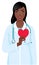 Vector illustration of a young african american woman cardiologist