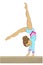 Vector illustration of a young female gymnast performing on balance beam, back walkover