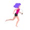 Vector illustration of young girl sportswoman running , flat design