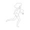 Vector illustration of young girl sportswoman running , linear design