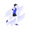 Vector illustration of young male athlete engaged in running