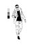 Vector illustration of a young man. Sketch of a walking man. .
