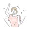 Vector illustration of a young woman cheering and expressing joy