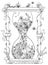 Vector illustration zentangl hourglass with flowers. Time, flowering, spring, doodle, zenart, summer, mushrooms, nature