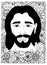 Vector illustration zentangl, Portrait of Jesus in the flowers. Doodle drawing. Meditative exercise. Coloring book anti