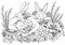 Vector illustration zentangl sleeping girl and hares. Doodle drawing pen. Coloring page for adult anti-stress. Black