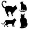Vector illustrations of black silhouettes sitting cats set