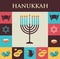 Vector illustrations of famous symbols for the Jewish Holiday Hanukkah