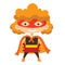 Vector illustrations of female and male kids superheroes in funny comics costume