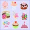 Vector illustrations of lovely stickers food