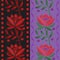 Vector illustrations Seamless pattern ribbon with Red flower roses embroidery on textile background.