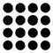 Vector illustrations of sixteen different black and white grandee round shapes suitable for creating icons