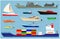 Vector illustrations of various models of ships