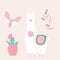 Vector illustrationwith llama and succulents