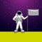 vector ilustration astronaut stand with flag in the moon