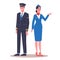 Vector ilustration of pilot and stewardess in their uniform.