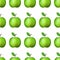 Vector ilustration. Seamless pattern realistic green apple on white background Decoration.