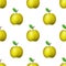 Vector ilustration. Seamless pattern realistic yellow apple on white background Decoration