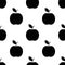 Vector ilustration. Seamless patternflat black apple on white background Decoration