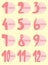 Vector image of 12 months for the baby girl. A collection of pink kids stickers in the shape of a circle with hand-drawn numbers.