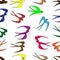 Vector image Abstract bright pattern in the form of multi-colored birds in flight.