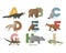Vector image of alphabet with animals