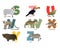Vector image of alphabet with animals