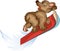 Vector image of a bear riding on a Board