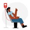 A vector image of a black man donating blood.
