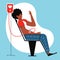 A vector image of a black woman donating blood.