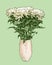 Vector image of bouquet of chrysanthemums in a vase