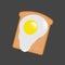 Vector image of bread and egg. On a piece of bread is fried egg