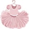 vector image of a childrens puffy tutu dress in pale pink tones with a hanger
