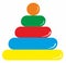 Vector image of a childs toy - a pyramid, consisting of four rings of different colors and sizes and a ball on top
