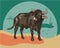 Vector image of Cow, Bull, water Buffalo flat illustration, symbol of 2021, Ox year
