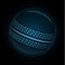 Vector image of a cricket ball made of glowing lines, points and polygons