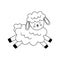 Vector image of cute black and white Easter lamb running.