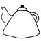 Vector image of a cute teapot. Black outline, scribble. Hot tea, coffee, cocoa, chocolate, hand-drawn. Design for greeting cards,