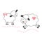 Vector image of a cute tender sheep. Smiling lambs with a bow on the ear.